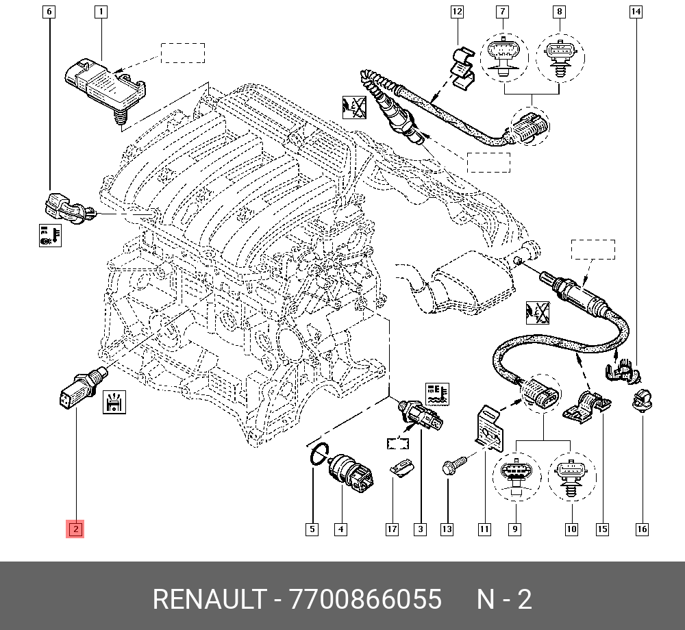 Датчик детонации - Renault 7700866055