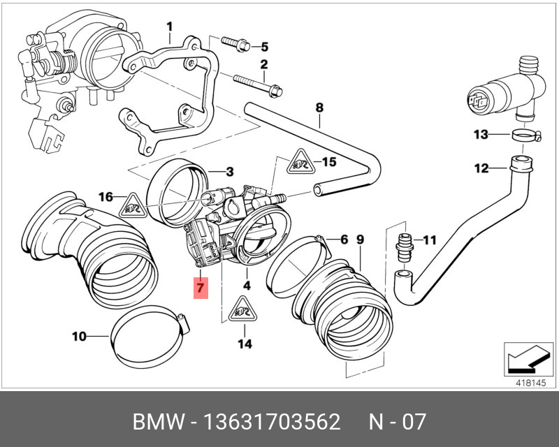 Датчик положения дроссельной заслонки - BMW 13 63 1 703 562
