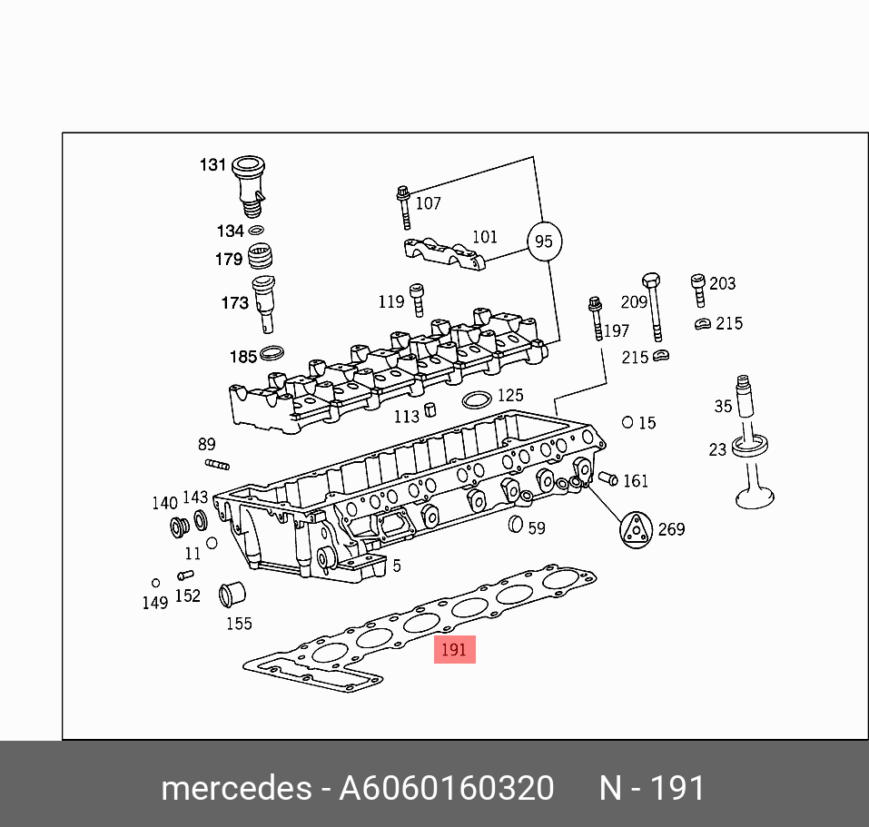 Прокладка головки блока цилиндров - Mercedes A6060160320