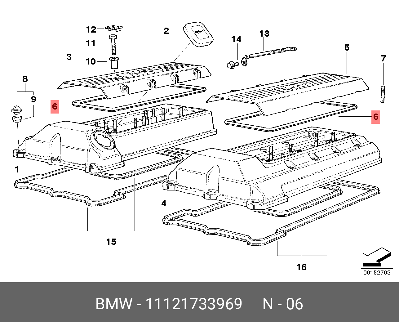 Прокладка крышки клапанов - BMW 11 12 1 733 969