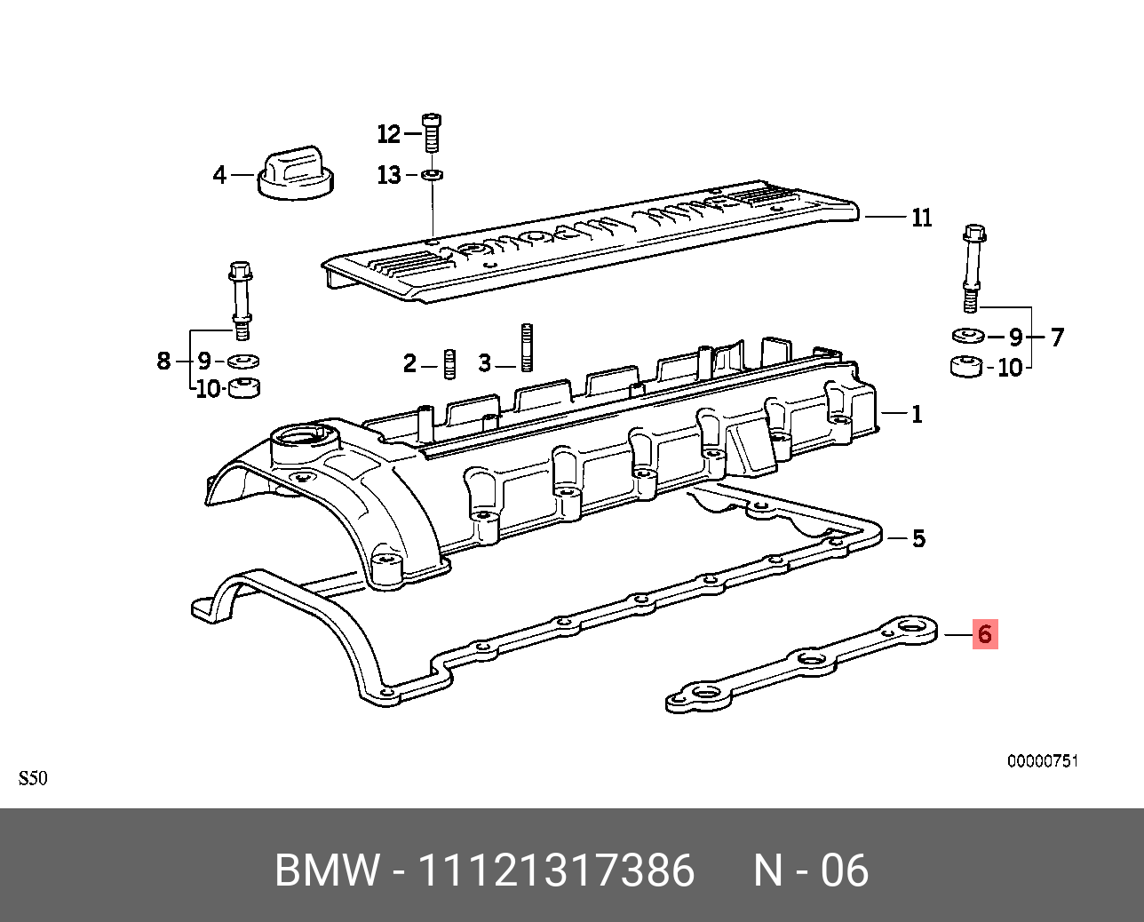 Прокладка крышки клапанов - BMW 11 12 1 317 386