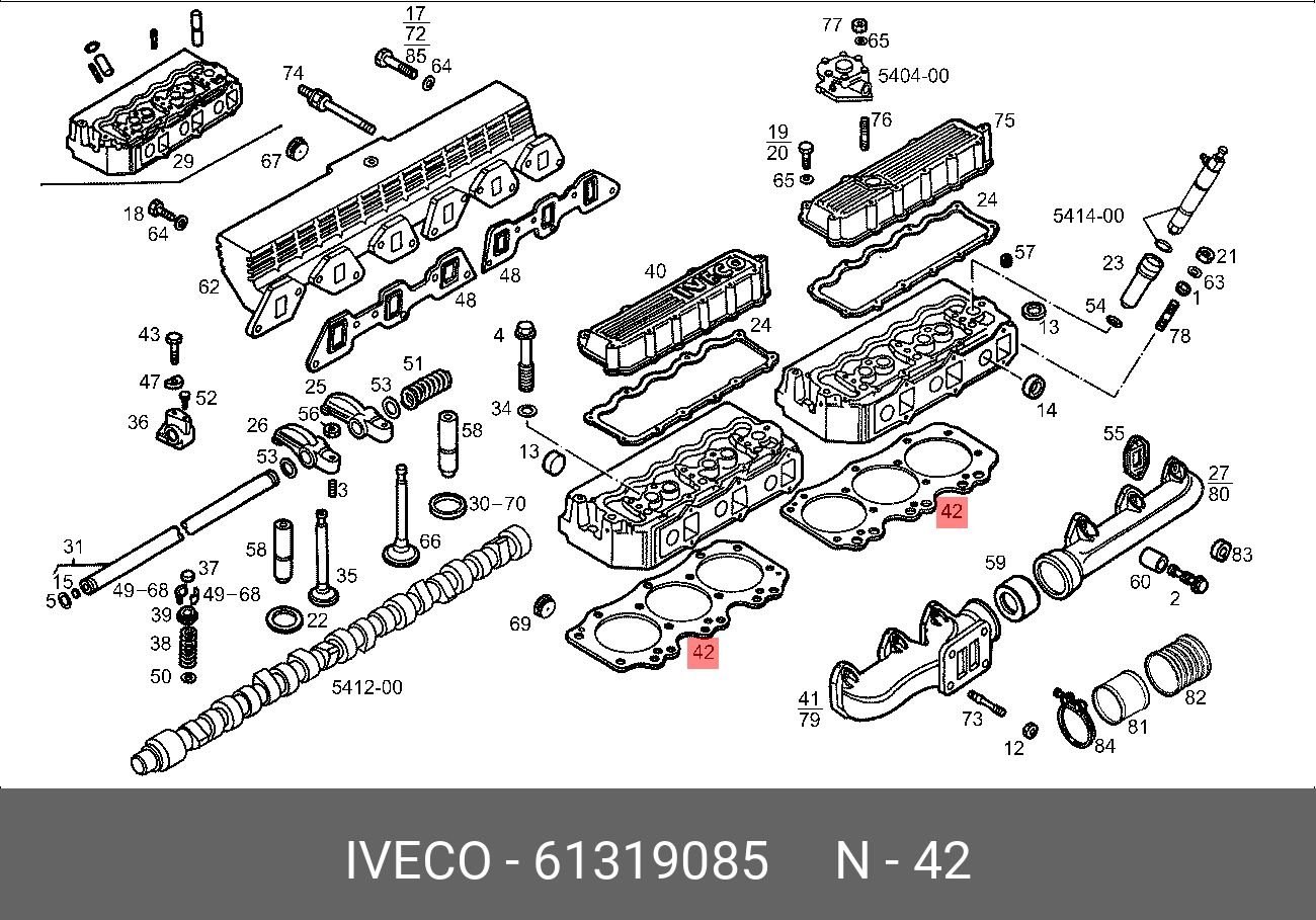 Прокладка головки блока цилиндров - Iveco 61319085