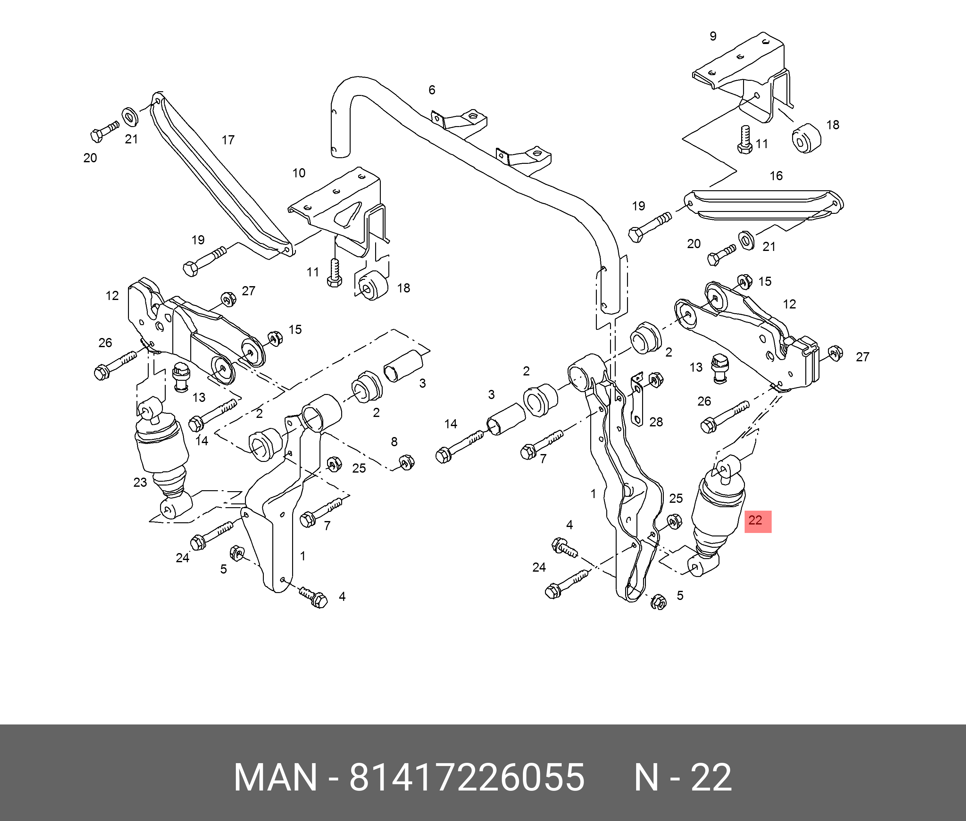 Амортизатор кабины - MAN 81417226055