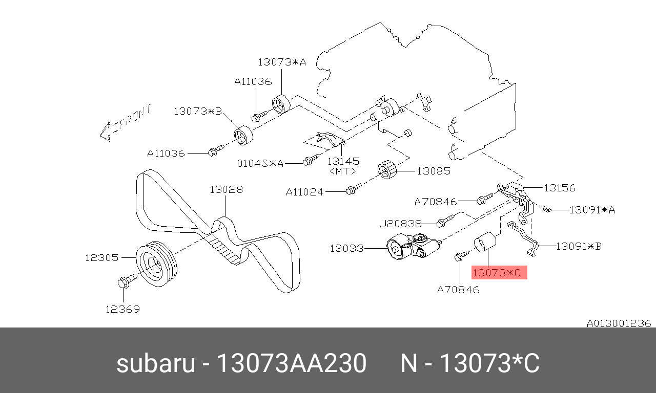 Ролик обводной ремня ГРМ - Subaru 13073-AA230