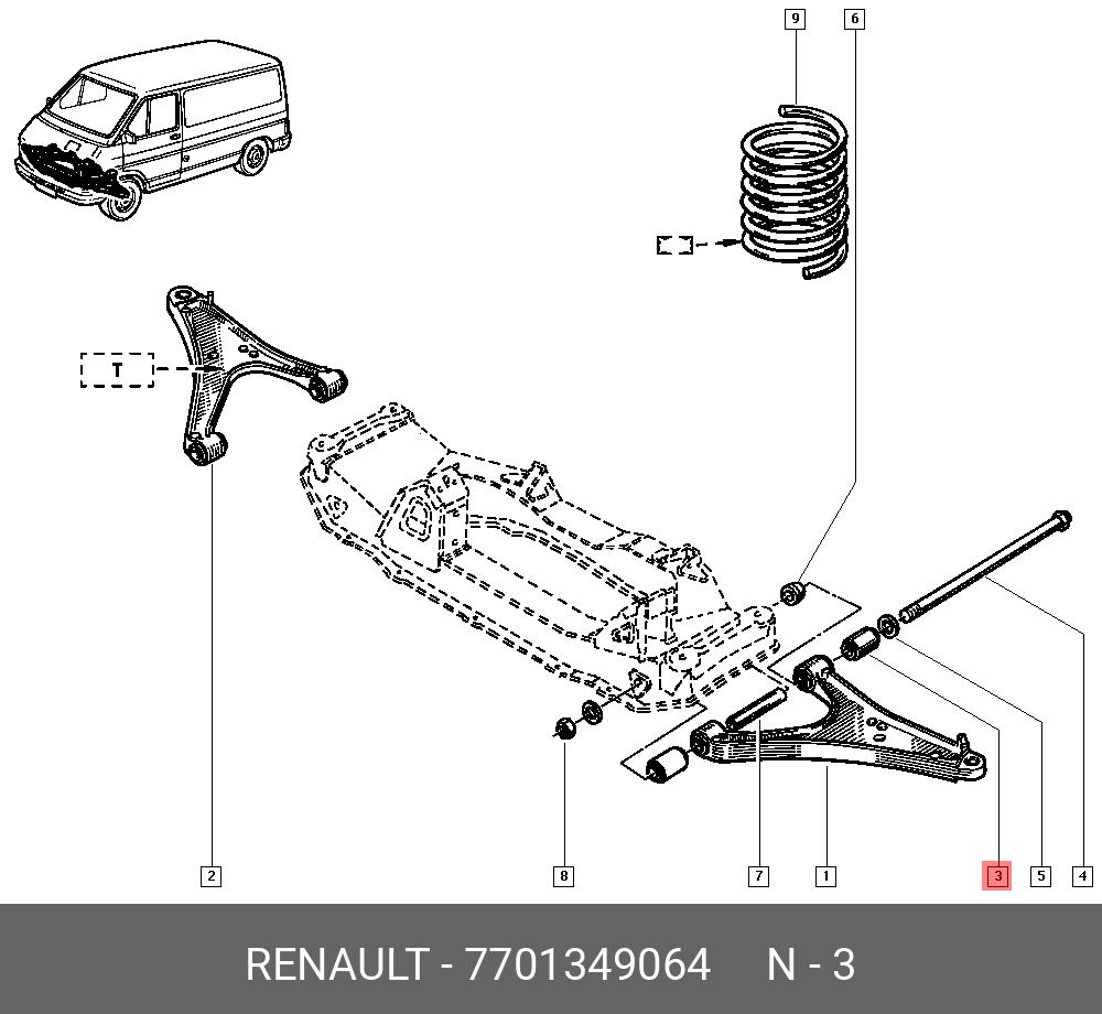 Сайлентблок рычага подвески | зад | - Renault 7701349064