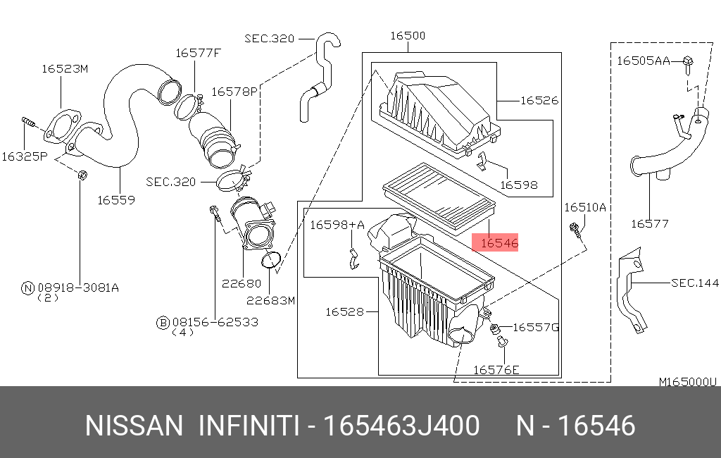 Фильтр воздушный - Nissan 16546-3J400