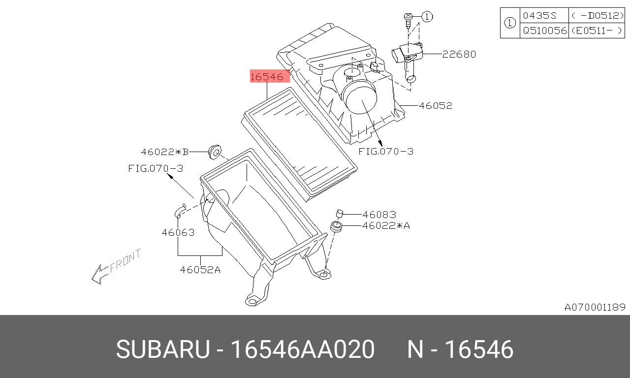 Фильтр воздушный - Subaru 16546-AA020