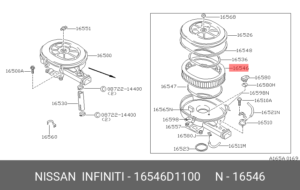 Фильтр воздушный - Nissan 16546-D1100