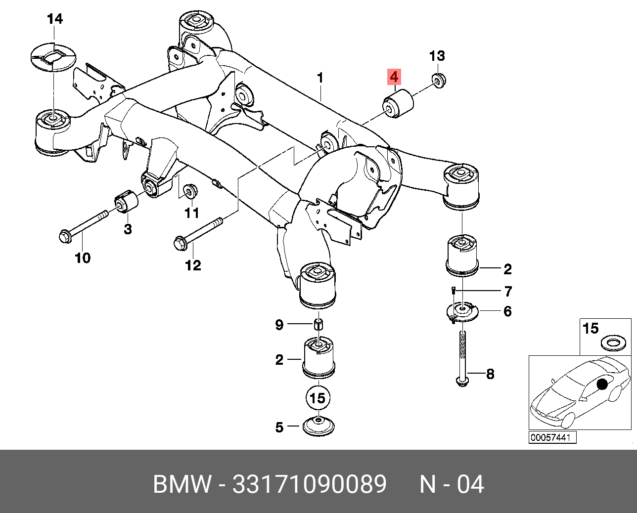 Сайлентблок балки моста - BMW 33 17 1 090 089
