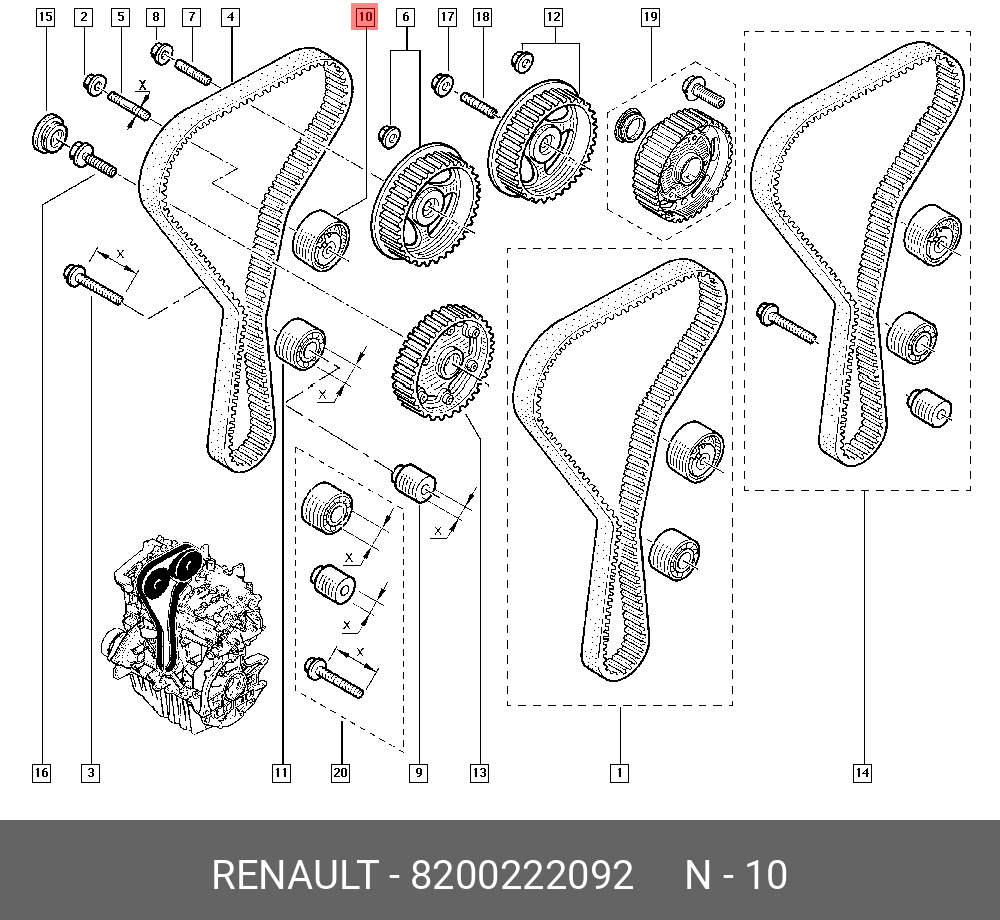 Ролик натяжной ГРМ - Renault 8200222092