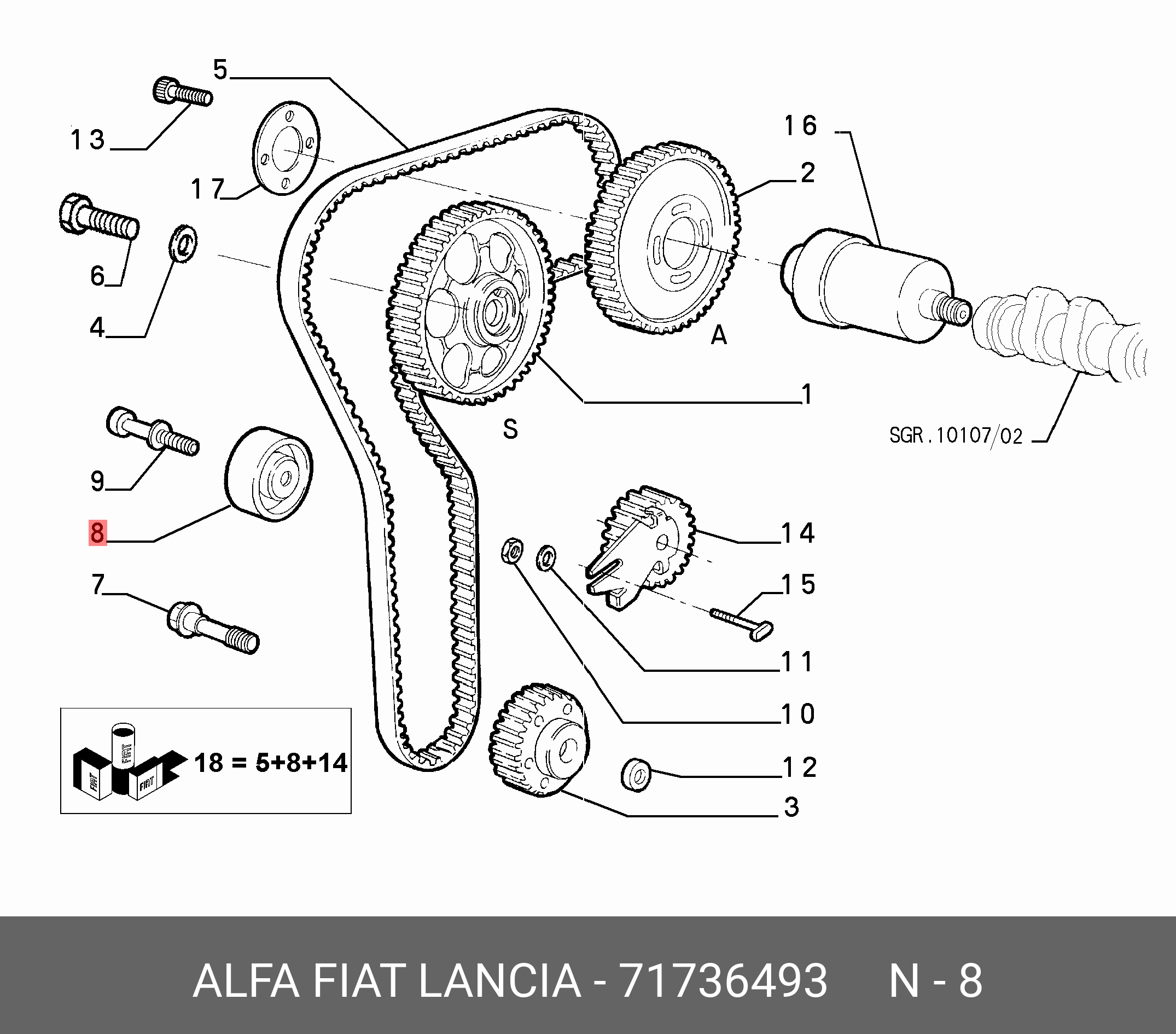 Промежуточный ролик ремня ГРМ - Fiat/Alfa/Lancia 71736493