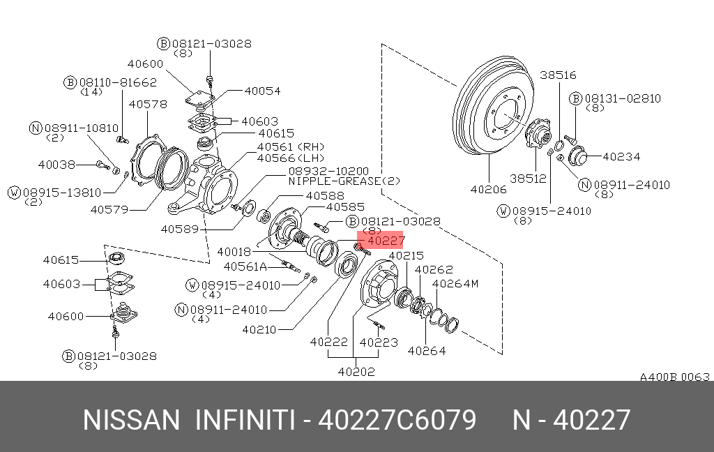 Комплект подшипника ступицы колеса - Nissan 40227-C6079
