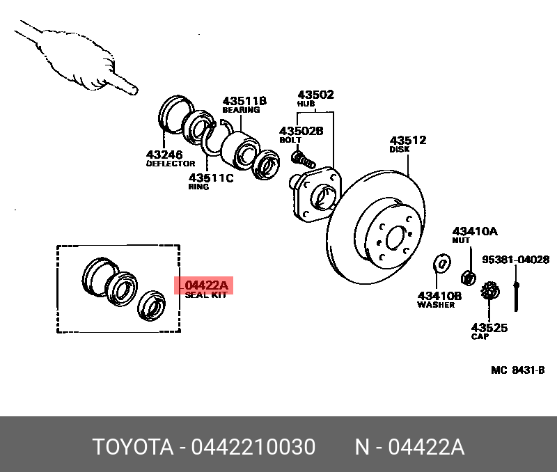 Комплект подшипника ступицы колеса - Toyota 04422-10030