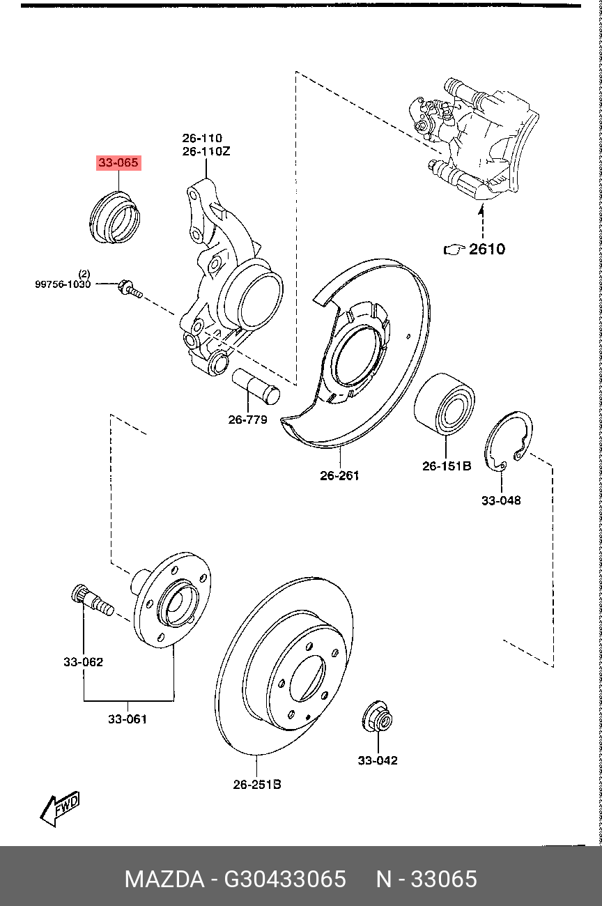Комплект подшипника ступицы колеса | перед | - Mazda G304-33-065