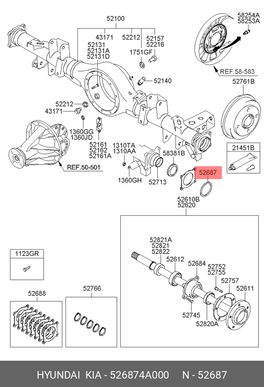 Уплотнительное кольцо ступицы - Hyundai/Kia 526874A000