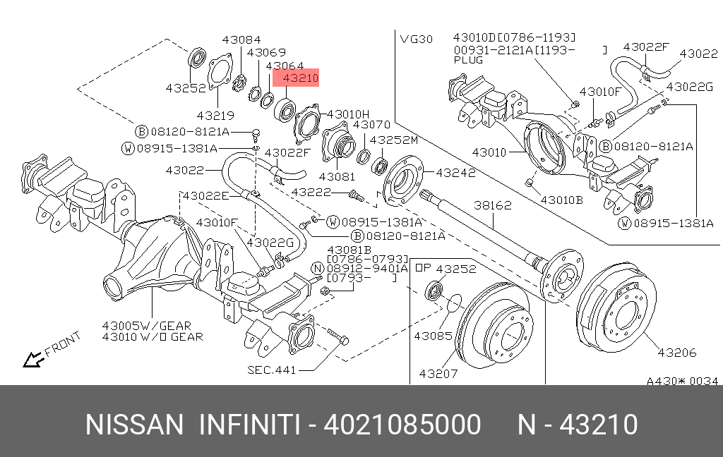 Комплект подшипника ступицы колеса | зад | - Nissan 40210-85000