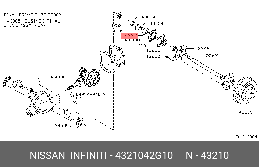 Комплект подшипника ступицы колеса | зад | - Nissan 43210-42G10