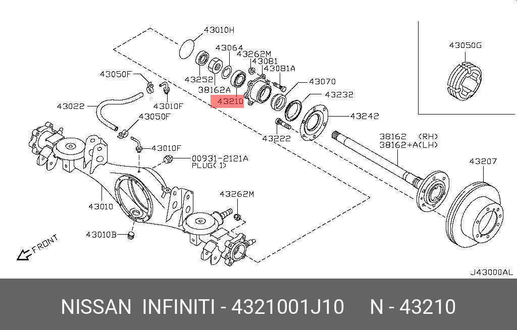 Комплект подшипника ступицы колеса | зад | - Nissan 43210-01J10