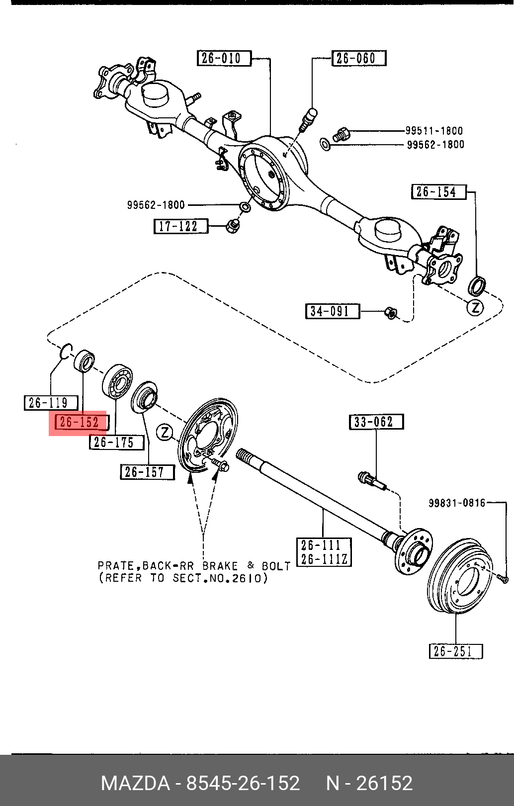 Комплект подшипника ступицы колеса - Mazda 8545-26-152