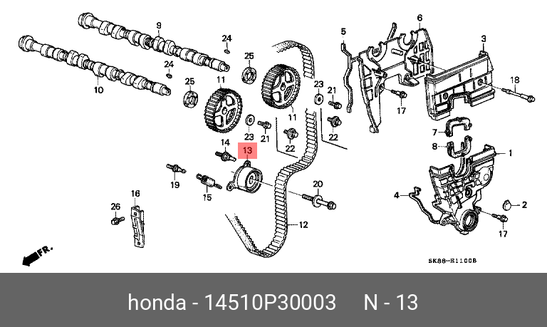 Ролик натяжной ГРМ - Honda 14510-P30-003