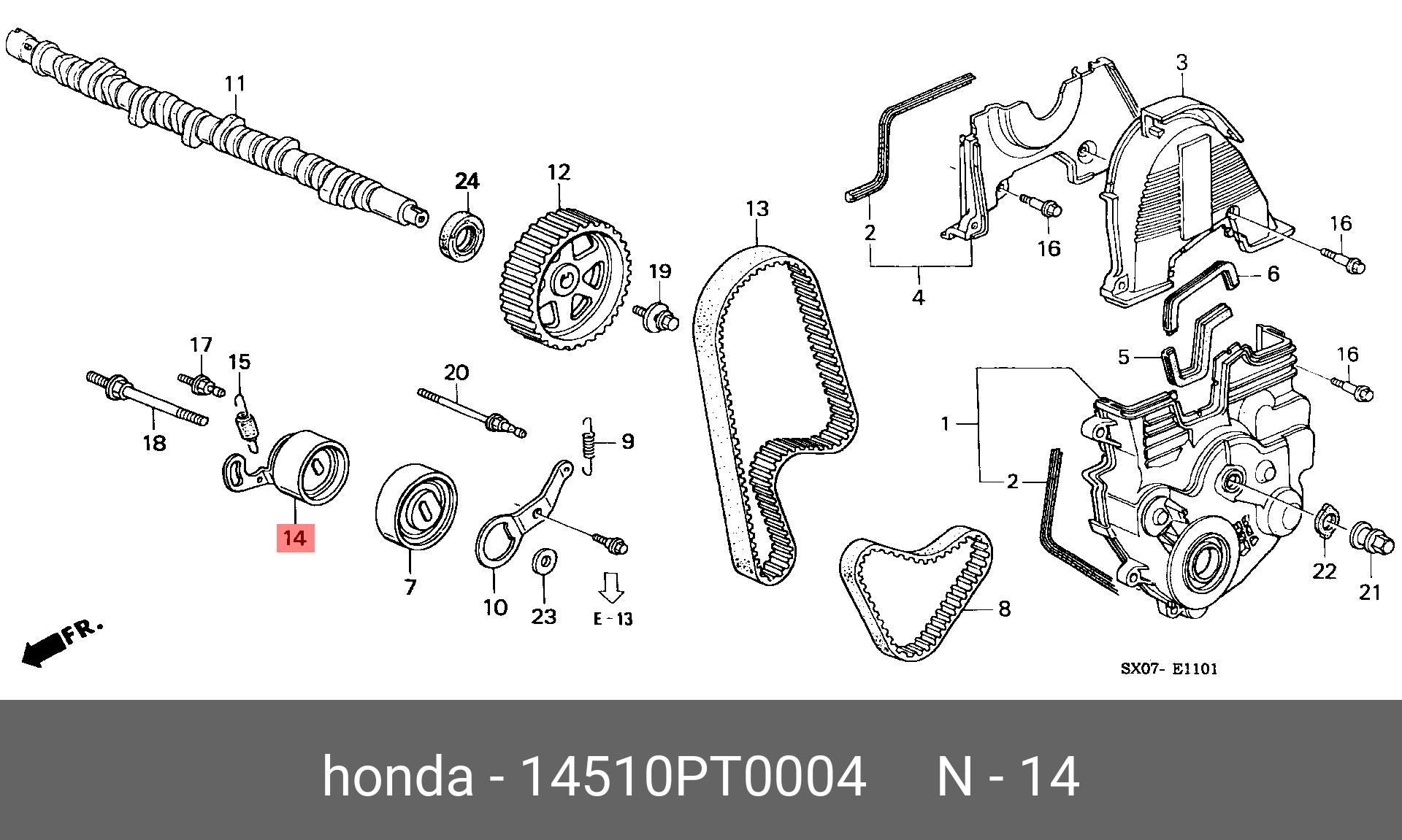 Ролик натяжной ГРМ - Honda 14510-PT0-004