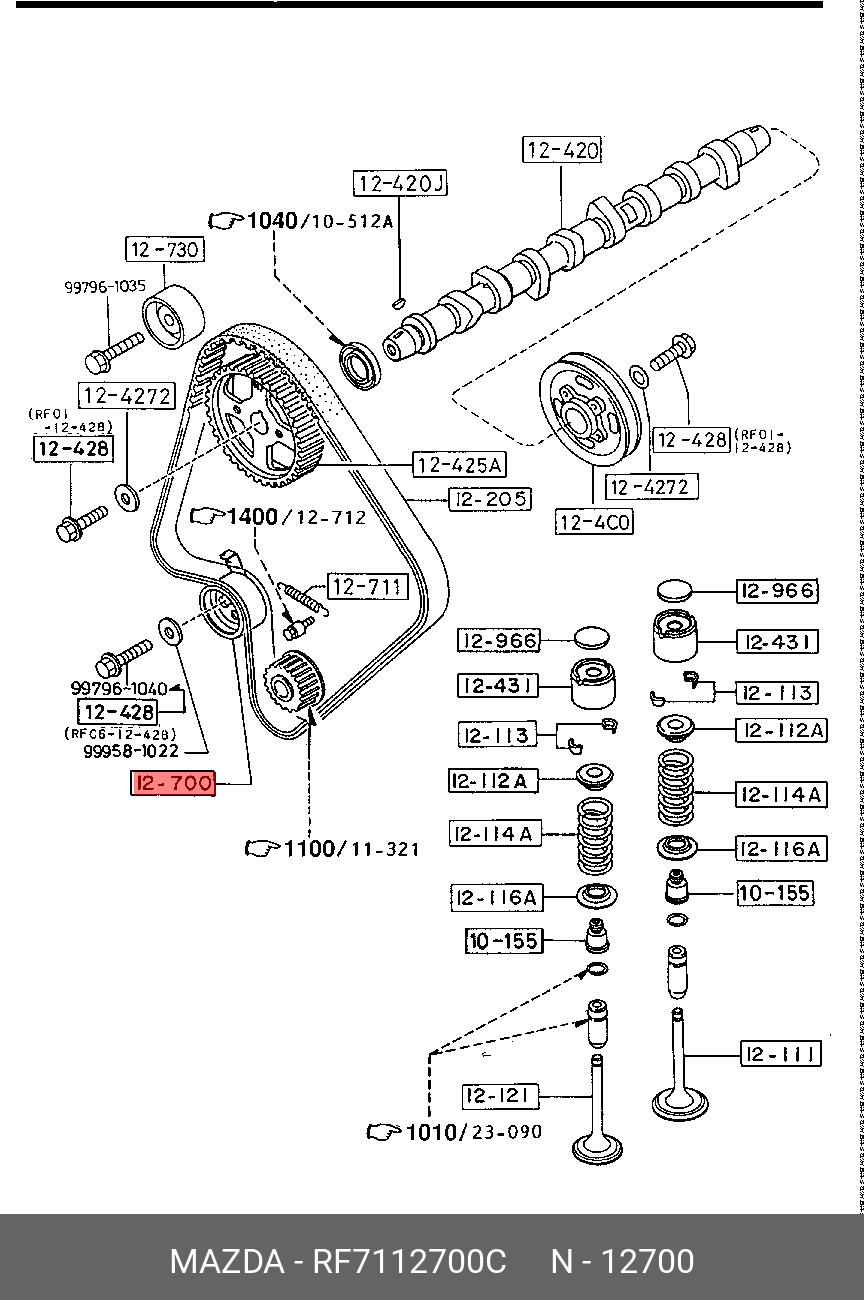 Ролик натяжной ГРМ - Mazda RF71-12-700C