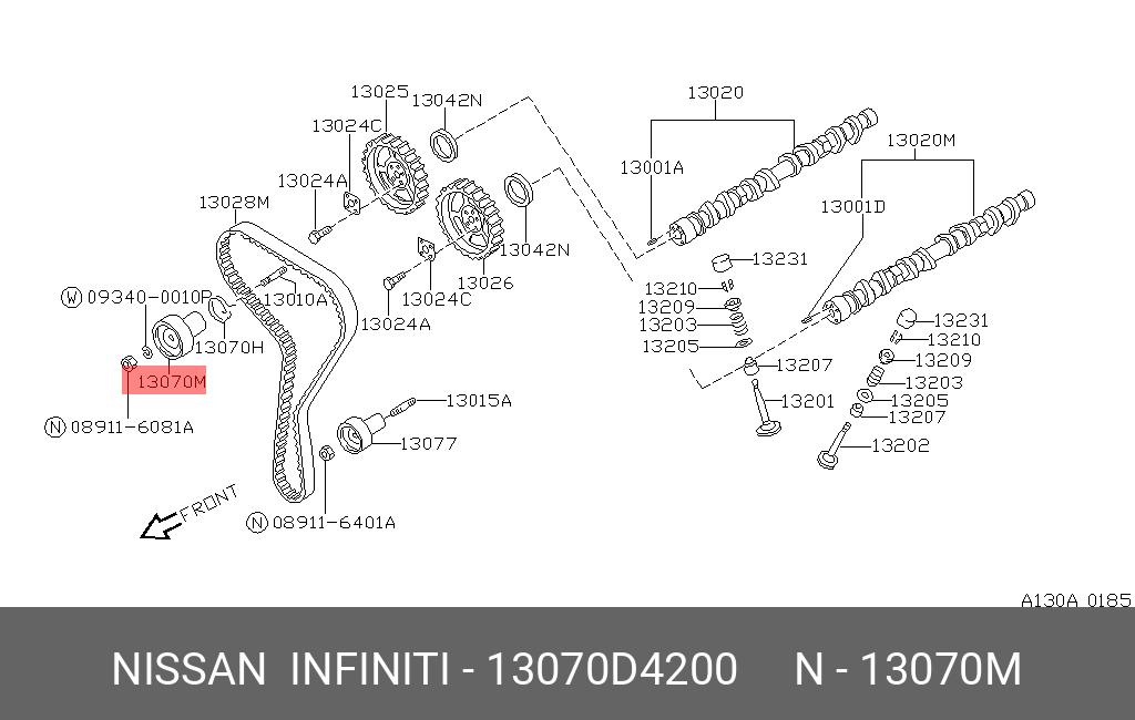 Ролик натяжной ГРМ - Nissan 13070-D4200