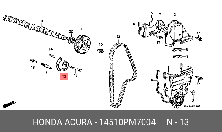 Ролик натяжной ГРМ - Honda 14510-PM7-004
