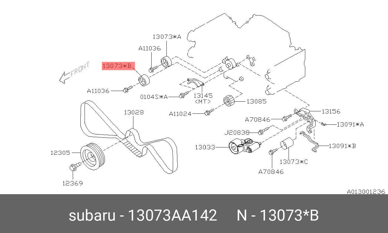 Ролик обводной ремня ГРМ - Subaru 13073AA142