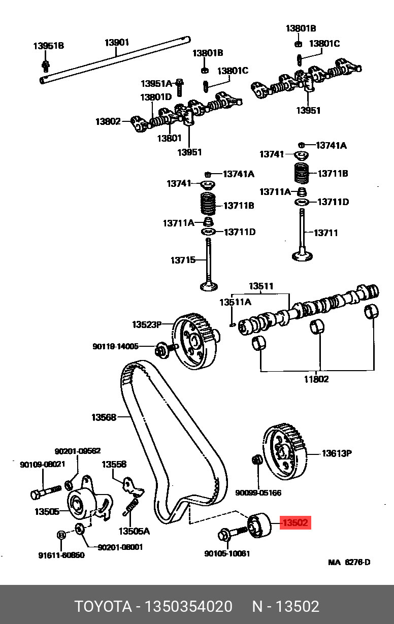 Ролик обводной ремня ГРМ - Toyota 13503-54020