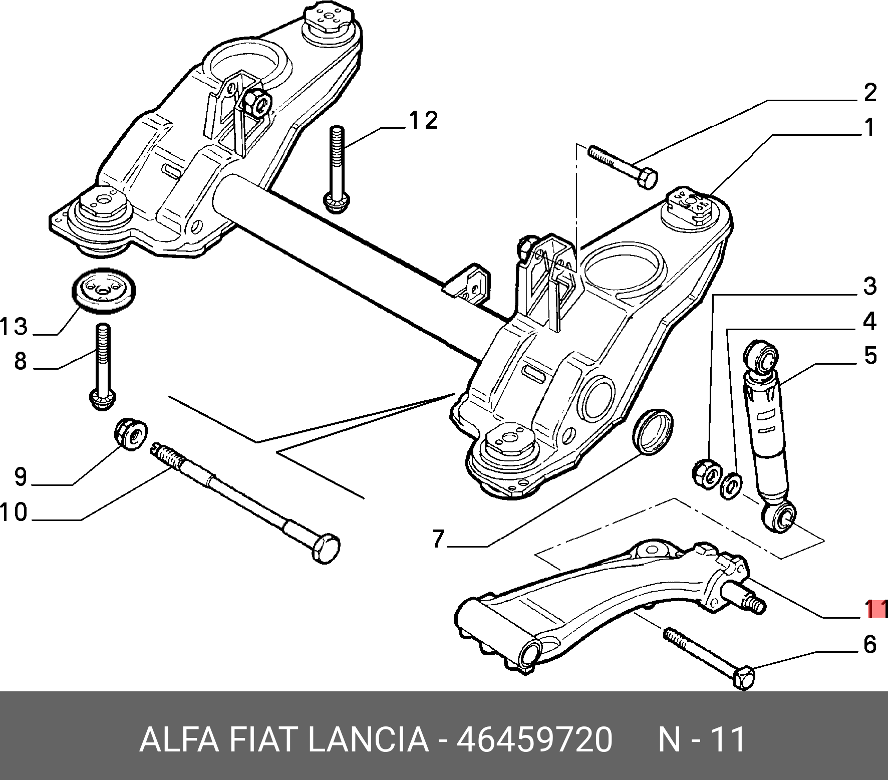 Рычаг подвески | зад прав | - Fiat/Alfa/Lancia 46459720