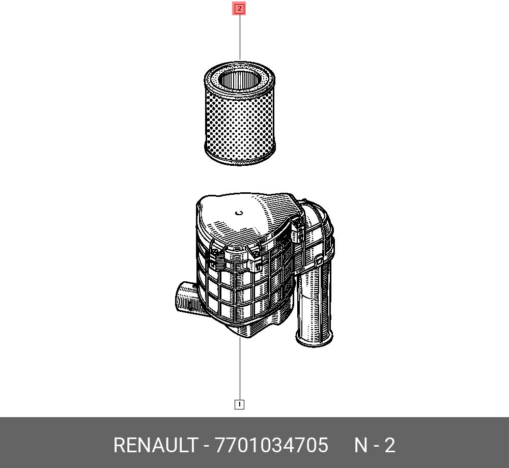 Фильтр воздушный - Renault 7701034705