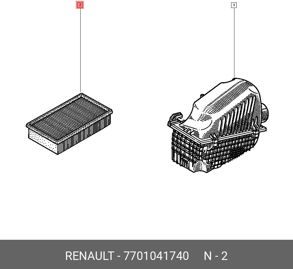 Фильтр воздушный - Renault 7701041740