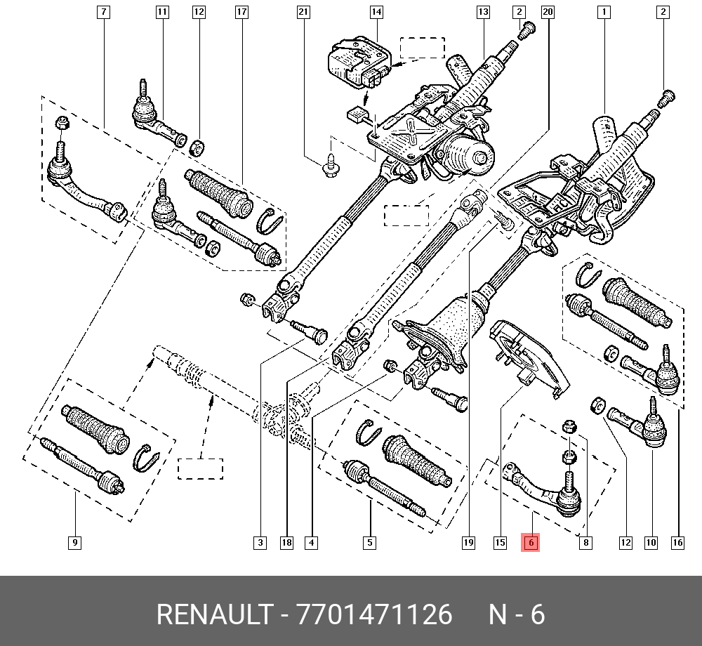 Наконечник рулевой тяги | лев | - Renault 7701471126