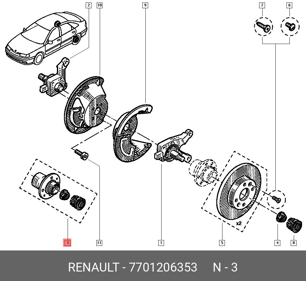 Комплект подшипника ступицы колеса | зад | - Renault 7701206353