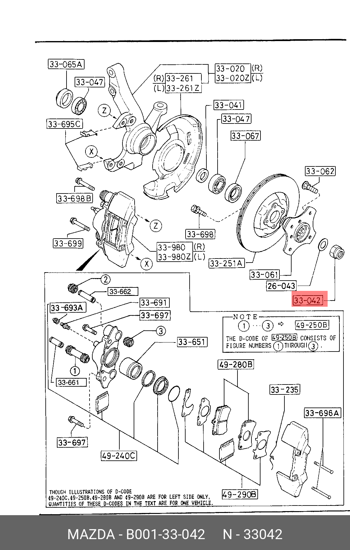 Комплект подшипника ступицы колеса | перед | - Mazda B001-33-042