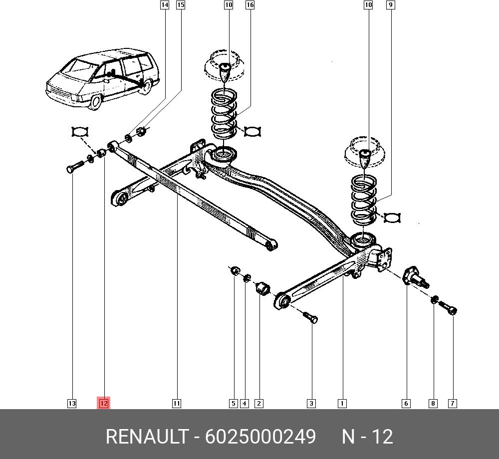 Сайлентблок реактивной тяги | зад | - Renault 6025000249