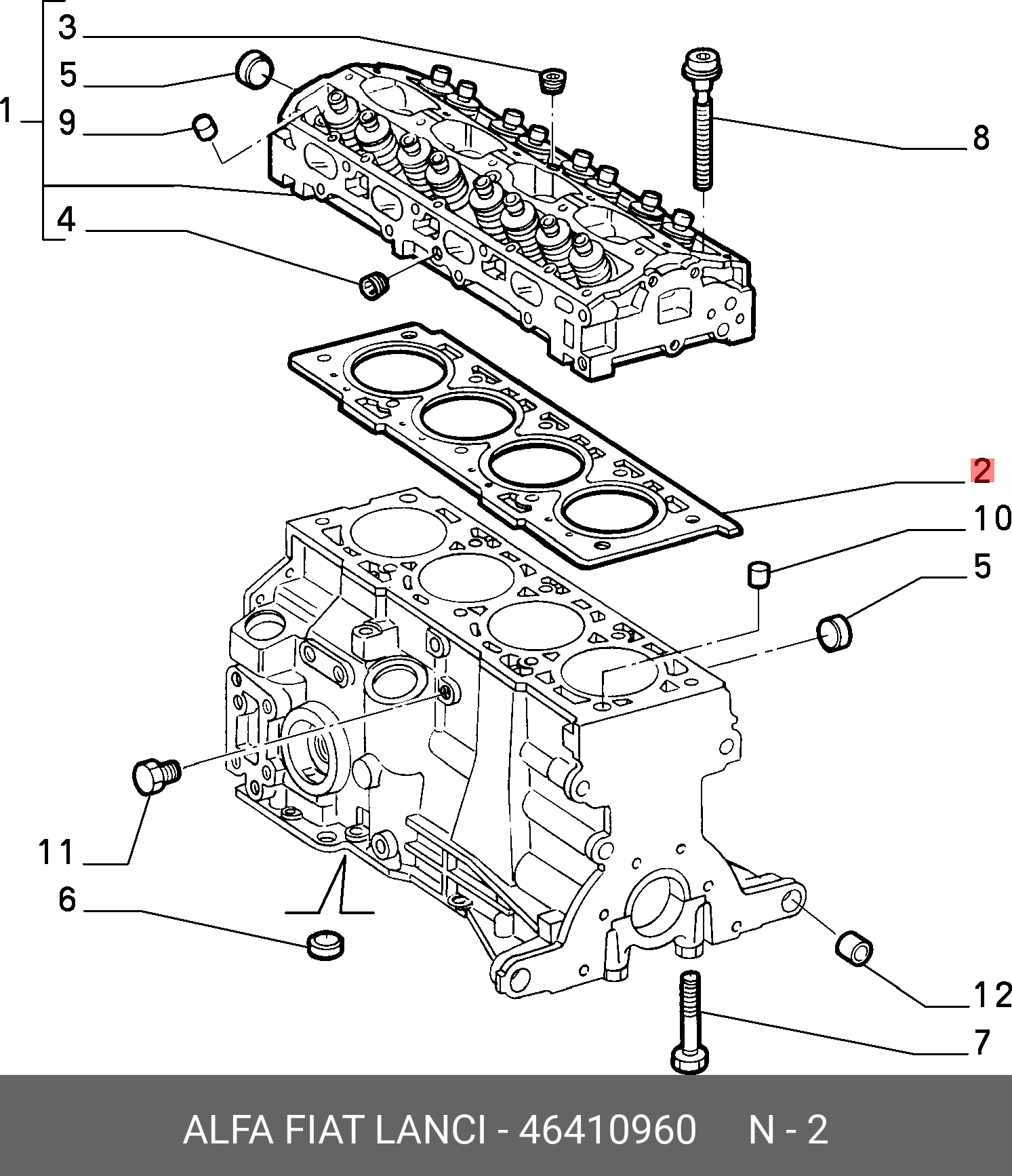 Прокладка головки блока цилиндров - Fiat/Alfa/Lancia 46410960