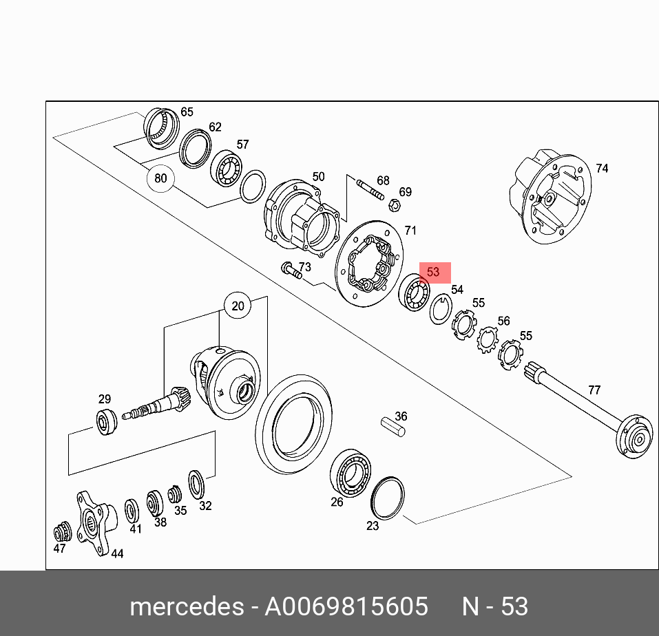 Подшипник ступицы колеса | зад | - Mercedes A0069815605