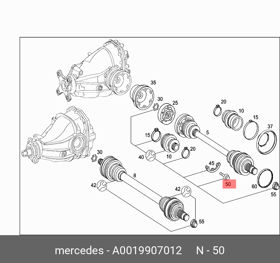 Комплект подшипника ступицы колеса - Mercedes A0019907012