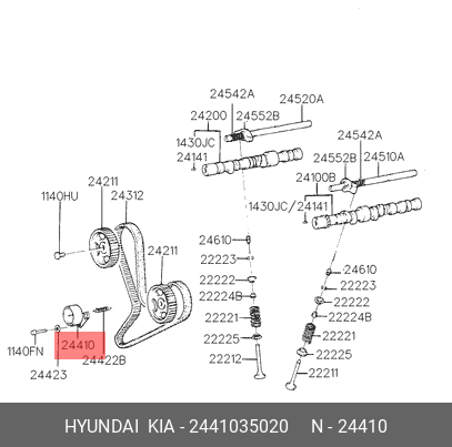 Ролик натяжной ГРМ - Hyundai/Kia 2441035020