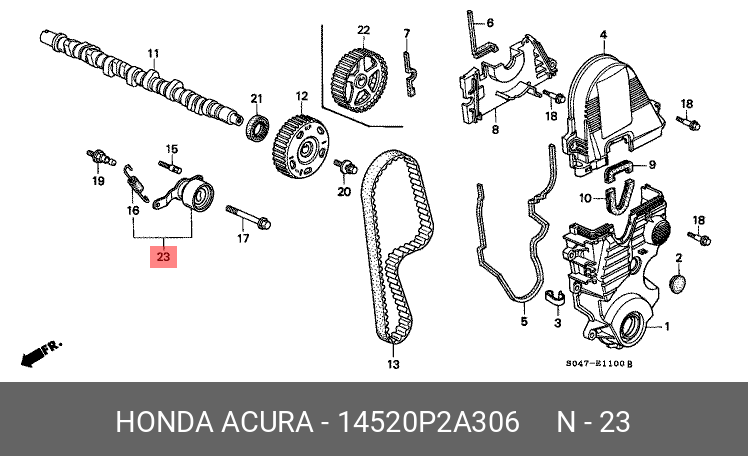 Ролик натяжной ГРМ - Honda 14520-P2A-306
