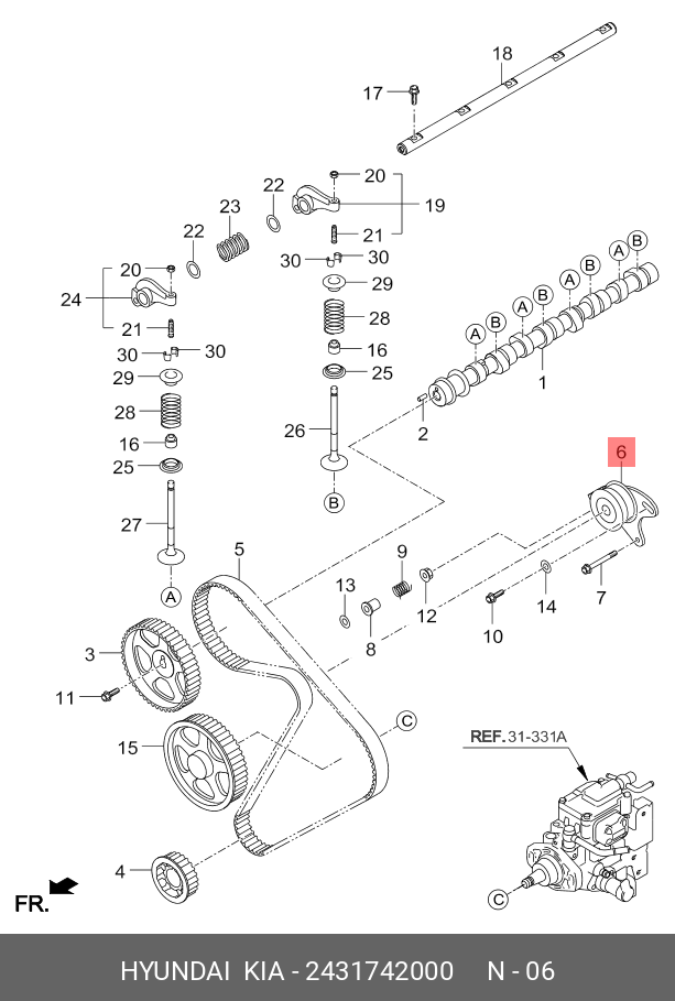 Ролик натяжной ГРМ - Hyundai/Kia 2431742000