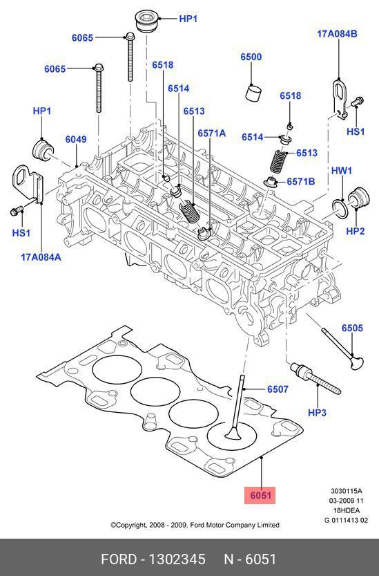 Прокладка головки блока цилиндров - Ford 1302345