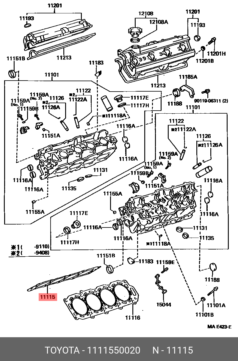 Прокладка головки блока цилиндров - Toyota 11115-50020