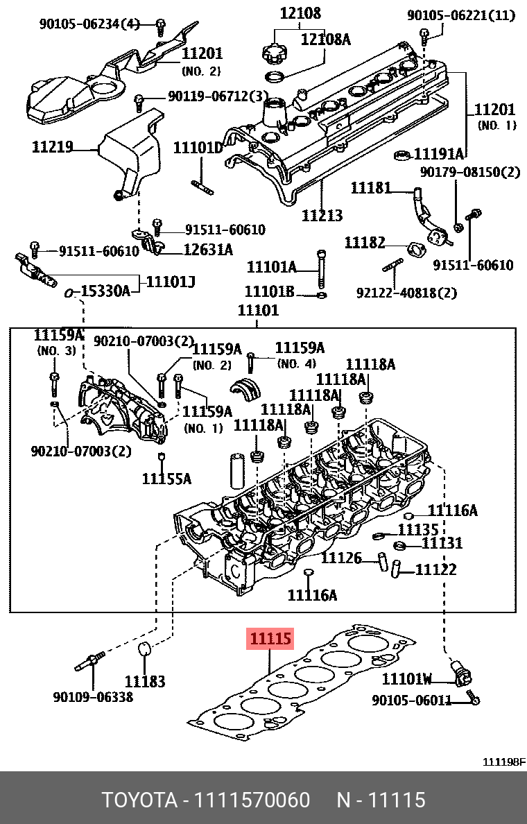 Прокладка головки блока цилиндров - Toyota 11115-70060