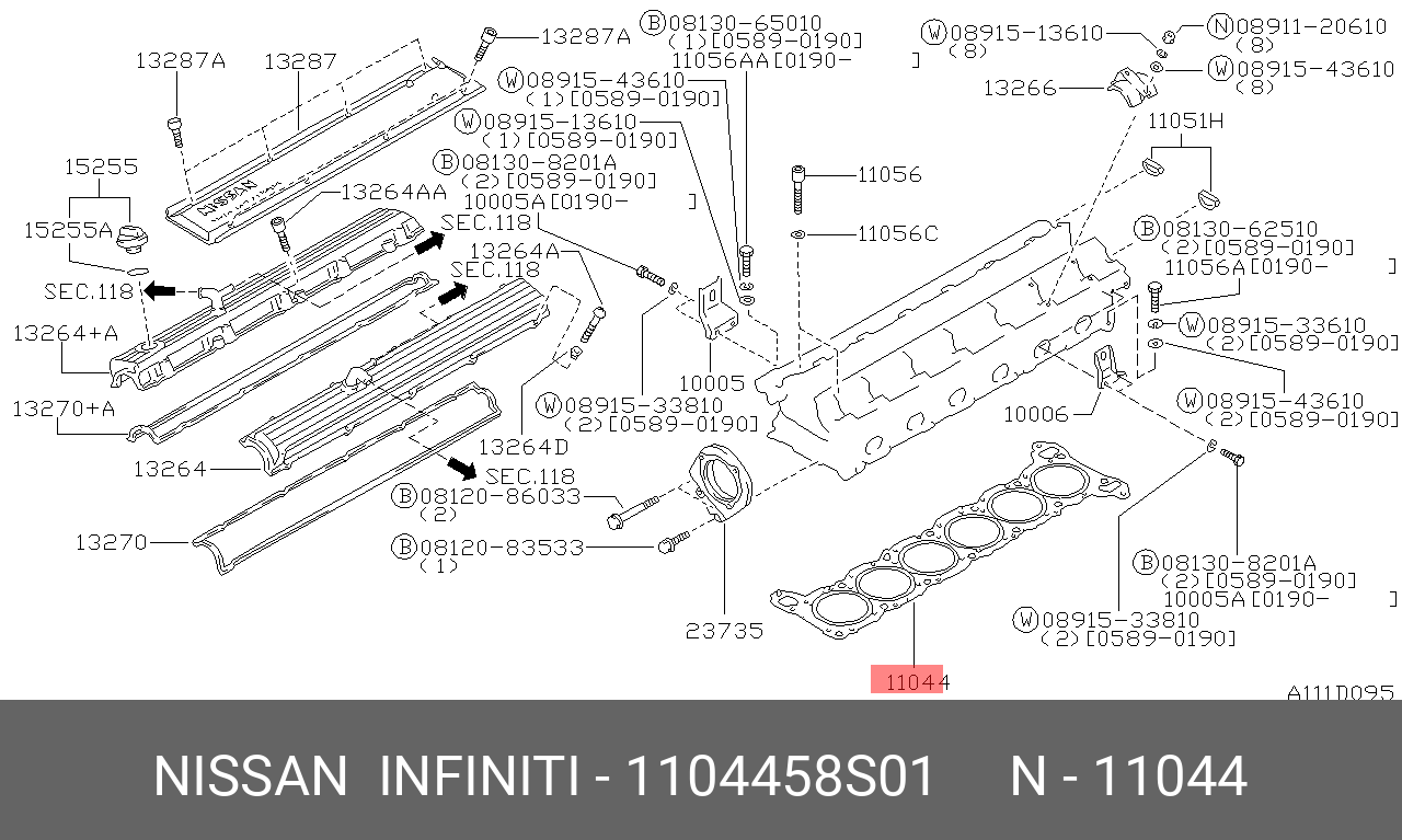 Прокладка головки блока цилиндров - Nissan 11044-58S01
