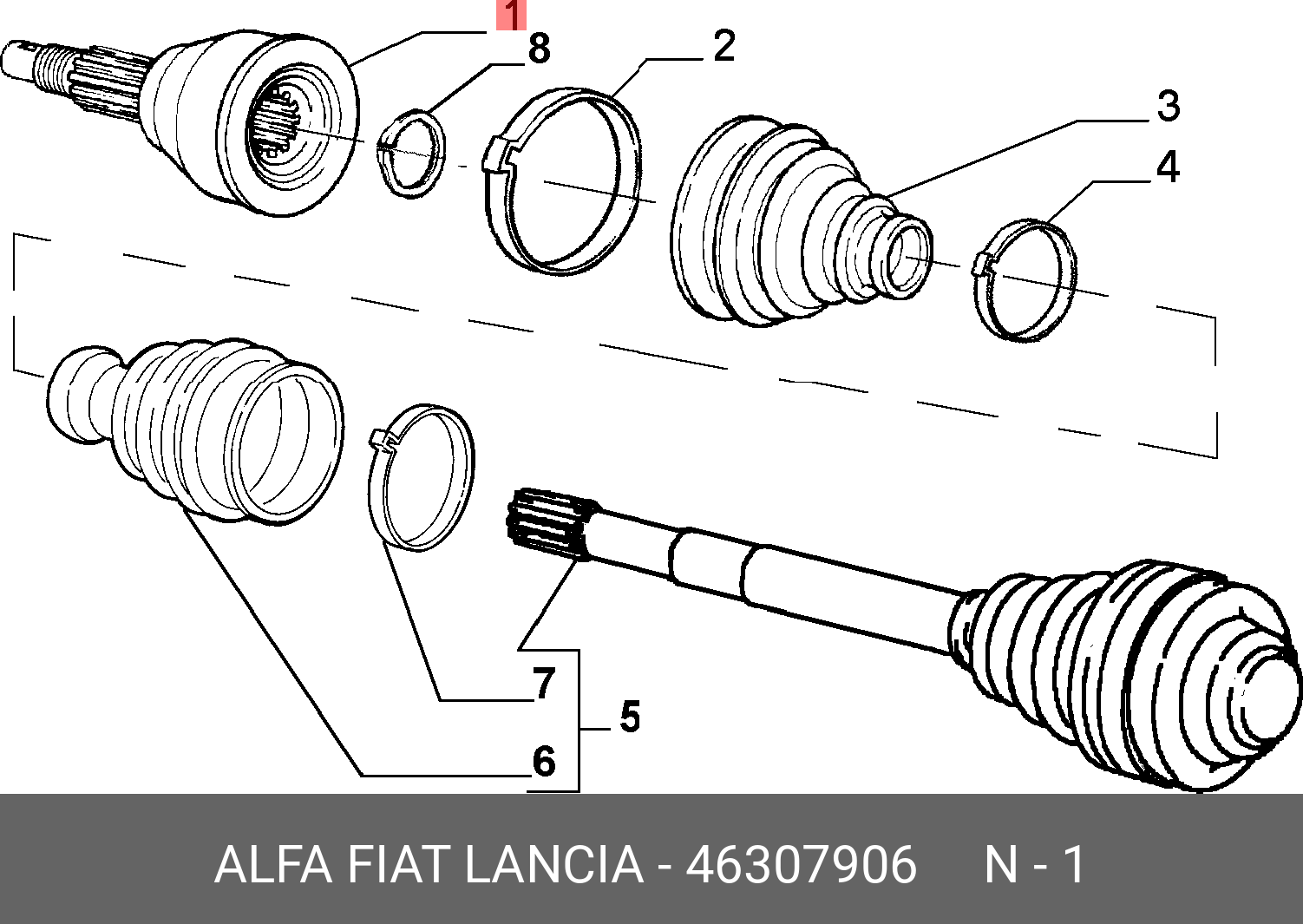 Комплект ШРУСа | перед прав/лев | - Fiat/Alfa/Lancia 46307906