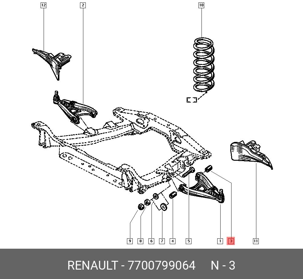Сайлентблок рычага подвески | перед | - Renault 7700799064