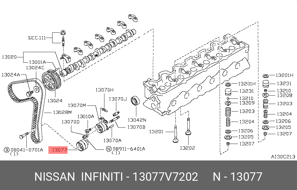 Ролик обводной ремня ГРМ - Nissan 13077-V7202